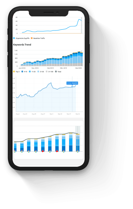 SEO-Auswertung: organischer Traffic und Keyword-Rankings im Wachstum